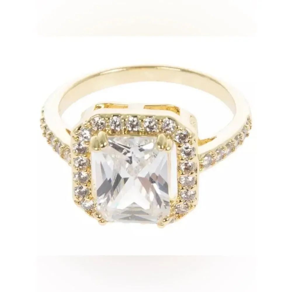 New Gold-Plated Cubic Zirconia Ring in Gold - Size 7